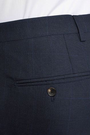 Navy Signature British Wool Check Suit: Tailored Fit Trousers